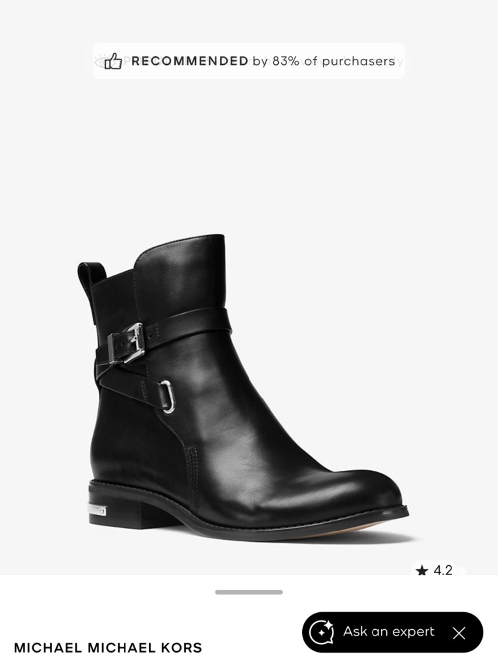 MICHAEL Michael Kors Black Leather Buckle Ankle Boot